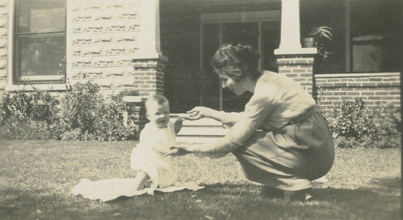 Lee Mullican with his mother